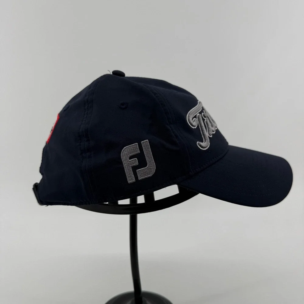 Titleist Hat Mens OSFA Navy Blue Solid Polyester Spandex Pro V1 FJ Logo